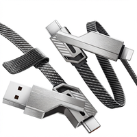 [Amélioré] Câble USB-A/C 4-en-1 45W 3FT pour charge rapide et transfert de données, conducteur en cuivre pur, nylon tressé plat, iPhone iPad