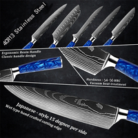 Ensemble de couteaux de cuisine Chef pour sushi et steak, couteau à trancher Santoku, design Damas, motif laser, ensemble de couteaux de cuisine en métal