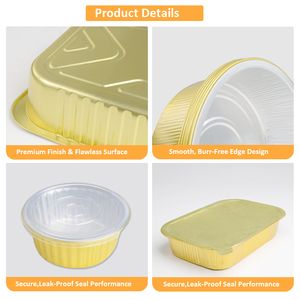 Recipiente Redondo de Papel de Aluminio Resistente de 3000 ml, Apto para Microondas, para Empacar Alimentos, con Tapas de PP - Product Image 3