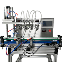 Machine de Remplissage Automatique de Bouteilles de Liquide Cosmétique Oral à Pompe Magnétique, Sauce Soja, 4 Têtes Horizontale, Quatre Buses