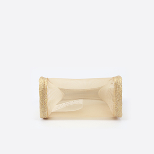 Transparent Mesh <b>Mini</b> Cosmetic <b>Pouch</b> with Gold Glitter Trim and Gold-Tone Zipper for Travel Beauty Storage and Daily Use - Product Image 4