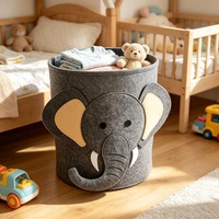 Panier à linge en feutre en forme d'éléphant pour bébé, boîte de rangement mignonne pour jouets d'enfants, idéal pour les crèches et les acheteurs en gros