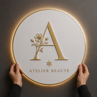 Enseigne lumineuse LED personnalisée avec télécommande, logo mural en métal 3D éclairé pour salon de beauté, bureau, publicité, décoration