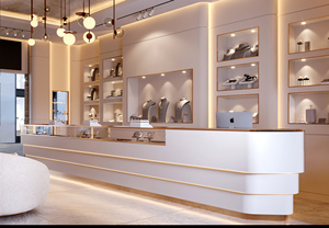 Gabinete de exhibición de joyería de pared de lujo para centro comercial con iluminación LED Diseño de interiores de tienda personalizada Resistente Ecológico - Product Image 2