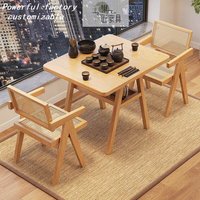 Table à manger moderne de luxe en bois massif, petite table de balcon, ensemble une table et deux chaises, idéal pour les petites familles