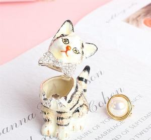 2024 créatif nouveau Design Style chinois mignon chat métal émail boîte à bijoux pour la décoration de la maison - Product Image 3