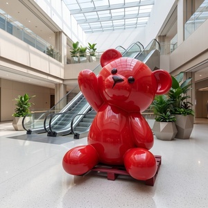 Estatua de Oso Rojo de Resina, Escultura de Animal de Fibra de Vidrio, Figura Decorativa Moderna para Decoración del Hogar y Exteriores, Exhibición Personalizada - Product Image 2