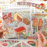 Collection d'autocollants paysagers Yilan, taille 50, scènes miniatures en 3D, matériau PET, autocollants DIY pour planificateur anti-stress