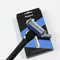Kit de rasoir manuel à double tranchant avec lames de rechange, emballé dans une boîte colorée, pour le soin du visage des hommes, rasage