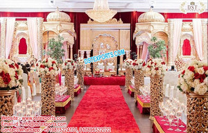 Exclusivo Srilankan boda fibra configuración tradicional Srilankan boda etapa de decoración hermosa boda hindú recepción etapa - Product Image 3