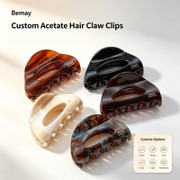 Pince à cheveux en acétate Bemay personnalisable avec logo, perforation demi-cercle, 6 cm, pour les coiffures mi-attachées quotidiennes des filles