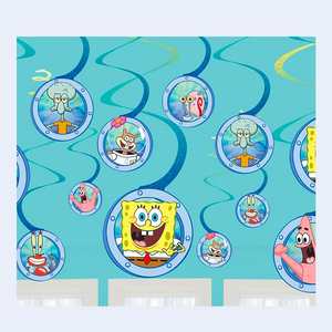 Décorations de fête en spirale Bob l'éponge, 12 pièces, 2 sacs, fournitures pour fête d'anniversaire - Product Image 1