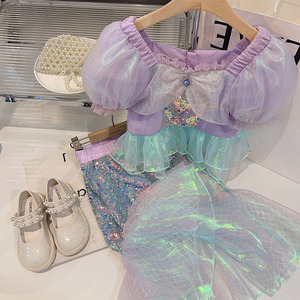 MS Gran Oferta Disfraces de 2 Piezas para Niñas, Regalo de Cumpleaños de Carnaval, Ropa de Fantasía con Lentejuelas de Princesa, Traje de Sirena para Niñas - Product Image 3