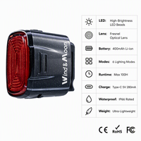 Vente en gros de mini feux arrière LED 22g, 400mAh, rechargeables par USB, 6 modes, IP66, pour vélo, autonomie 60H