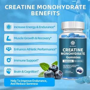 Creatina Monoidrato al Gusto Mirtillo OEM per Uomini e Donne, Caramelle Gommose di Creatina Monoidrato 5000mg con Taurina e L-Glutammina - Product Image 3