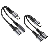 Distributeur USB-C 2-en-1 avec adaptateur de charge double USB-C 3A à charge rapide et gaine en nylon pour Phone 17 et Pad