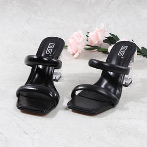 Sandalias elegantes de tacón transparente para <span class=keywords><strong>mujer</strong></span>, zapatos femeninos de tacón alto de 8CM, sin cordones, con <span class=keywords><strong>dos</strong></span> correas - Product Image 2