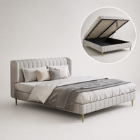 Lit double rembourré 1,8 m pour chambre principale, design moderne et minimaliste, en tissu technique, facile à nettoyer, style Ins tendance, luxe léger, avec sommier bas