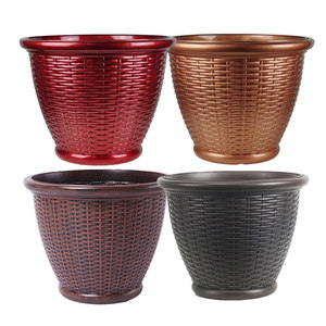 Pot de fleurs en plastique écologique avec trou de drainage pour usage domestique et extérieur, décoration de bureau rustique pour plantes potagères - Product Image 5