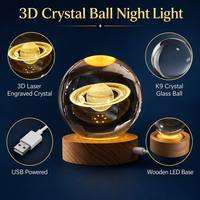 Venta al por Mayor de Fábrica, Bola de Cristal K9, Grabado Láser Personalizado, Diseño de Logotipo 3D con Base de Madera para Lámpara