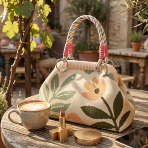 Borsa Tote Artistica 3D <span class=keywords><strong>in</strong></span> Maglia con Anelli Metallici Premium e Manico Rinforzato per Brand di Lusso - Product Image 2