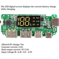 Carte de charge 18650 double USB 5V 2.4A pour batterie au lithium 18650, module de banque d'alimentation mobile avec protection de circuit