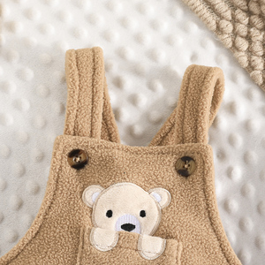 Autumn Warmth Baby Boys' <b>Cute</b> Embroidered Little <b>Bear</b> Rompers Anti-Wrinkle Breathable Full Length Straight Leg Outdoor Sports - Product Image 3