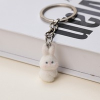 Porte-clés lumineux en peluche 3D mignon et doux en forme de lapin de dessin animé pour filles, idéal pour téléphone portable et sacs