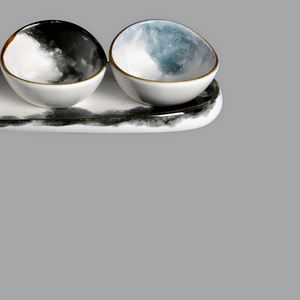 Venta al por mayor de porcelana cerámica forma de abulón salsa Ramekins aperitivo <span class=keywords><strong>tapas</strong></span> tazón con bandeja larga - Product Image 4