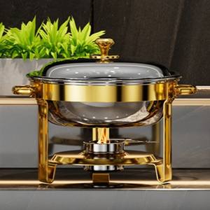 Réchaud à vapeur à gaz en acier inoxydable TAIDING MHCD1027 5L, surface lisse, buffet commercial, hôtel, restaurant, nourriture dorée - Product Image 1