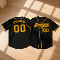 Maillot de baseball noir personnalisé par sublimation avec nom et numéro, chemises de baseball boutonnées en gros, uniformes d'équipe pour hommes