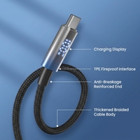 Câble USB C vers USB C à charge rapide 100W PD avec affichage numérique LED, tressé en nylon, pour téléphone