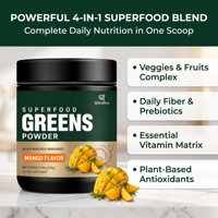 Poudre de Super Aliments Verts Qbioflex en Promotion avec Complexe de Légumes et Fruits, Complément de Fibres Alimentaires, Saveur Mangue