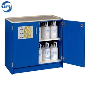 Armoire de sécurité pour produits corrosifs UFU <span class=keywords><strong>sous</strong></span> le comptoir avec 1 étagère et 2 portes, design moderne en métal pour hôpitaux et ateliers, bleu - Product Image 1