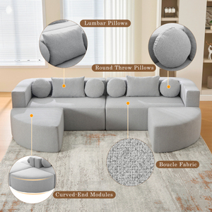 Boneless Modular Sectional <b>Sofa</b> Set 114.9" Free-Combined Chenille L-Shape <b>Modern</b> Villa <b>Sofa</b> <b>Bed</b> with Deep Seating Eco-Friendly - Product Image 6