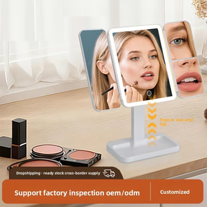 <span class=keywords><strong>Miroir</strong></span> cosmétique LED <span class=keywords><strong>triple</strong></span> pliage avec grossissement rotatif unilatéral 10x, <span class=keywords><strong>miroir</strong></span> de table de bureau avec lumière de remplissage, <span class=keywords><strong>miroir</strong></span> de vanité - Product Image 6