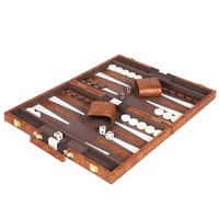 Jeu de Backgammon de Luxe en Bois 15/17/19 Pouces, Plateau Pliant avec 32 Pièces, Jeu de Stratégie Portable pour Adultes et Enfants