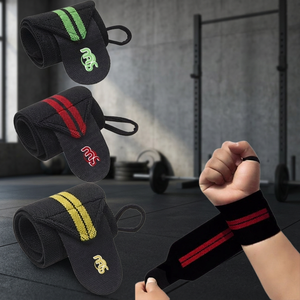 Bandes de poignet élastiques en néoprène polyester/nylon avec fermeture auto-agrippante pour la musculation (12-18-24 pouces) pour hommes - Product Image 2