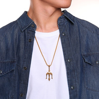 Pendentif personnalisé Sea King Poseidon Trident Bijoux de protection Cadeau de marin en acier inoxydable Collier amulette Grèce antique