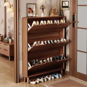 Meuble à chaussures multifonctionnel ultra-fin de style chinois moderne en bois pour l'entrée et le couloir de la maison - Product Image 4