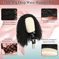 Perruque mi-tête 100 % cheveux humains bruts bouclés, couleur naturelle, sans colle, pour femmes noires africaines – Vente chaude en gros