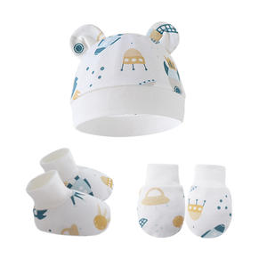 2023 nouveau commerce extérieur Beanie bébé oreille chapeau dessin animé nouveau-né casquette infantile Beanie gants et couvre-pieds 3 pièces ensemble - Product Image 2