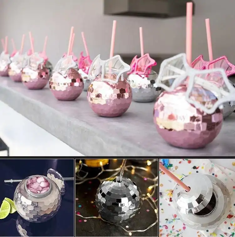 Disco Ballbecher mit Klarem Stroh Bachelorette Party Trinkbecher Brautparty Vorzüge