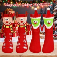 4 paires de chaussettes de Noël amusantes, chaussettes magnétiques qui se tiennent les mains, pour femmes, couples, cadeaux de Noël, cadeaux du Père Noël secret
