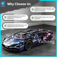 Coche de Carreras RC de Control Remoto, Bloques de Construcción Cyberpunk 1:14, Kit de Modelo de Coche Deportivo DIY con Caja Contenedora