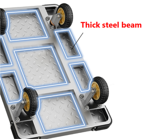 Truk gerobak datar truk Platform tugas berat truk Dolly ,1000KG 36 X 24in tempat tidur datar besar dengan 5 ''roda Kastor putar - Product Image 2