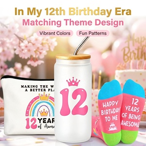 Coffret Cadeau Anniversaire <span class=keywords><strong>12</strong></span> Ans Fille Lunaire Personnalisable : Gobelet, Pochette, Chaussettes, Bracelet, Carte de Vœux – Idéal pour Fête d'Anniversaire - Product Image 4