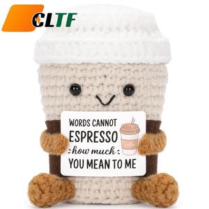 Tasse à café en crochet positive, décoration de bureau, cadeaux d'anniversaire <span class=keywords><strong>pour</strong></span> femmes et hommes, poupée en crochet avec carte positive, tasse à café positive - Product Image 1