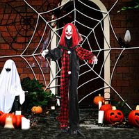 Badut Hantu & Penyihir Berteriak LED yang Diaktifkan Suara, Dekorasi Rumah Hantu Halloween, Perlengkapan Ruang Pelarian di Halaman