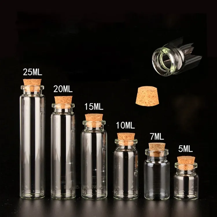 Botol Kaca Harapan Kecil Mini dengan Sumbat Gabus